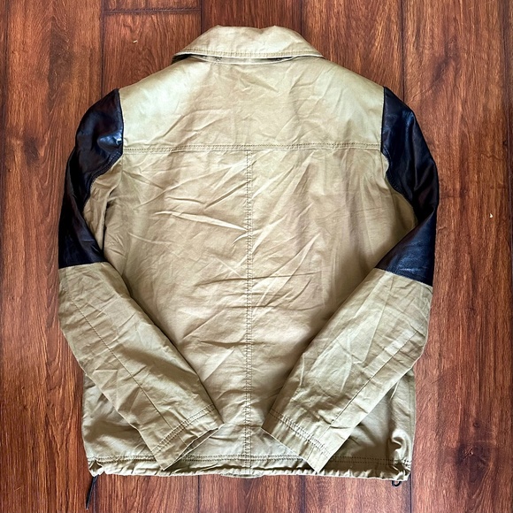 Women's Danier green jacket with black leather detailing - size XS - Picture 4 of 9